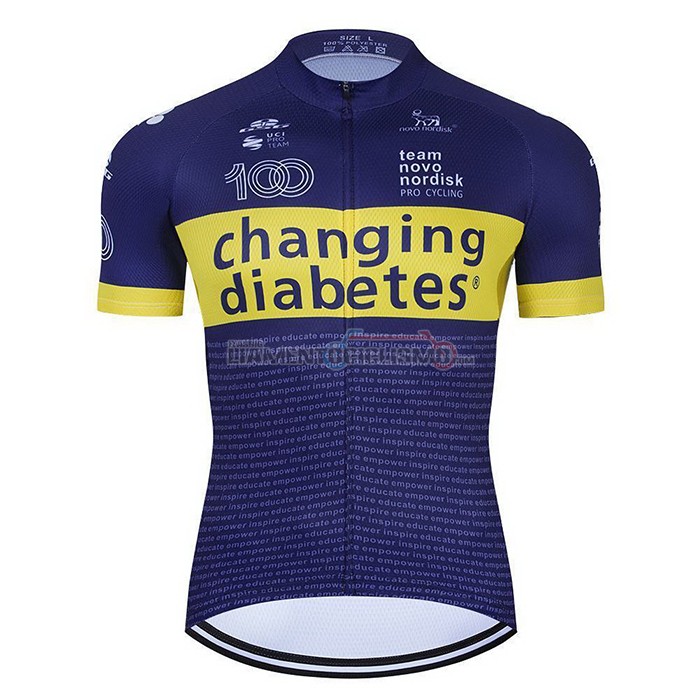 Abbigliamento Ciclismo Novo Nordisk Manica Corta 2021 Blu Giallo